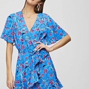 NWOT Shein Allover Floral Ruffle Trim Wrap Belted Dress